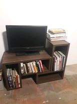 brown extendable book, tv unit