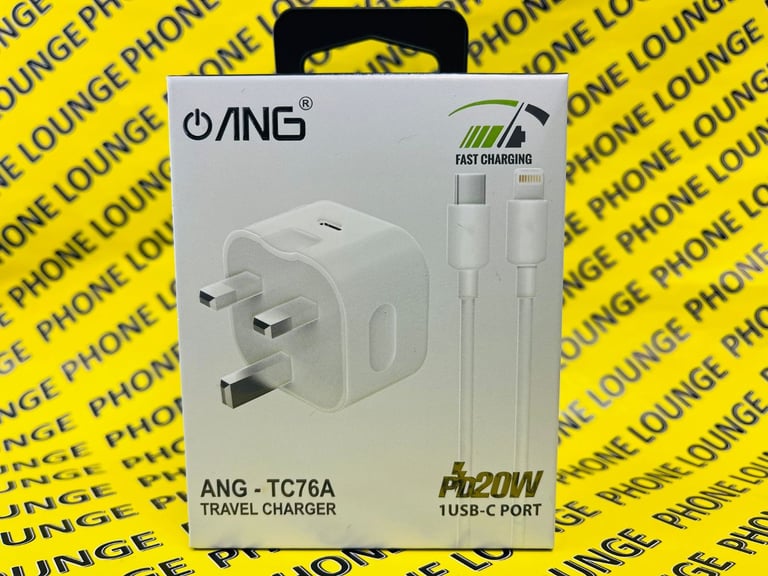 ANG UK Mains Fast Plug PD 20W + Type c to Lighting Usb