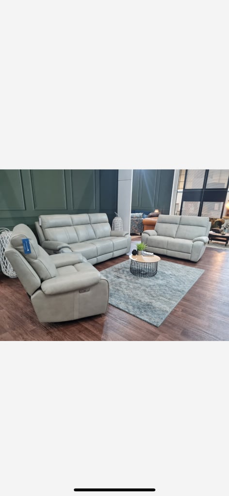 image for Leather 3 plus 2 seater power recliner sofas