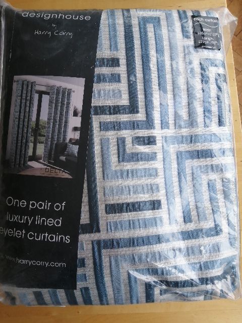 BNIB Teal curtains 132in x90 inch Delta Harry Corry 