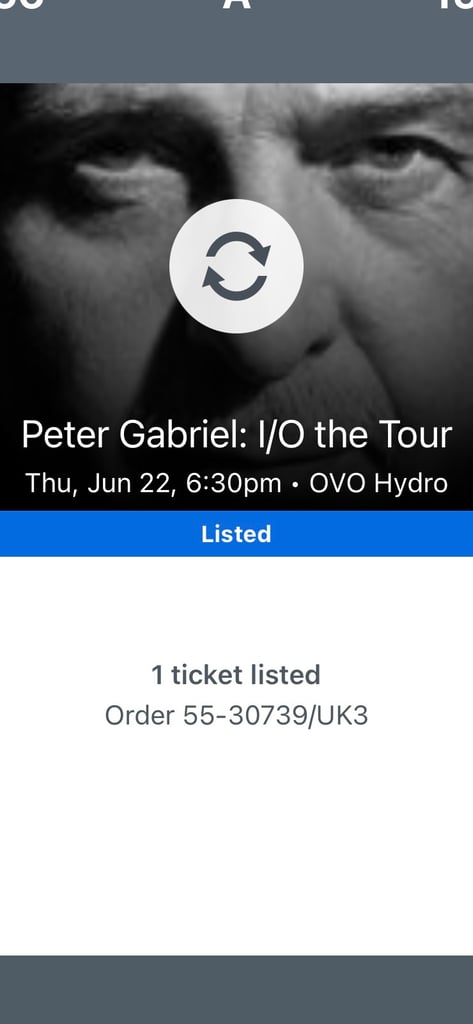 Peter Gabriel Tickets x 2 Glasgow 
