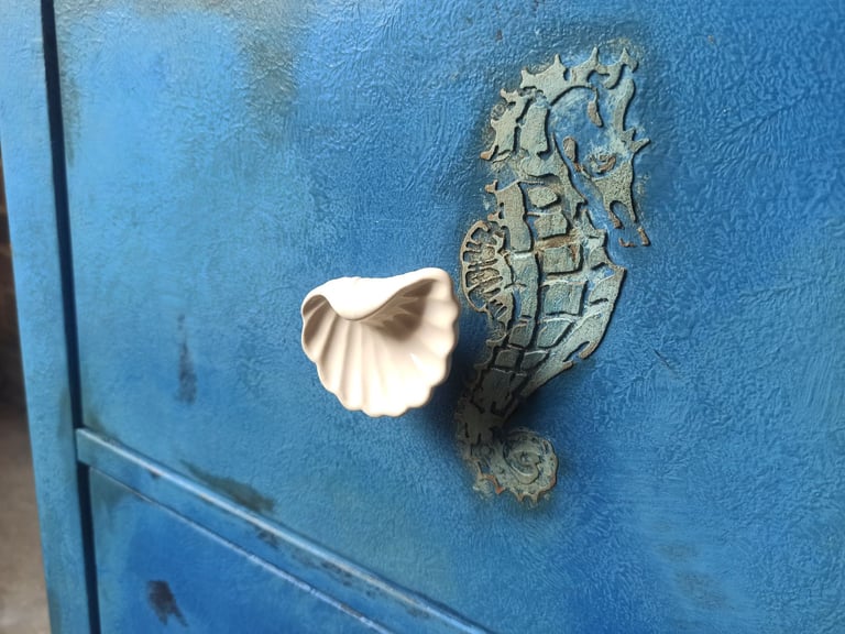 Coastal Blue Night Stand - Wooden Storage Drawer
