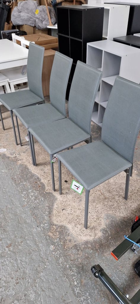  Argos home Lido 4 x dining chairs only faux grey leatherette - assembled 