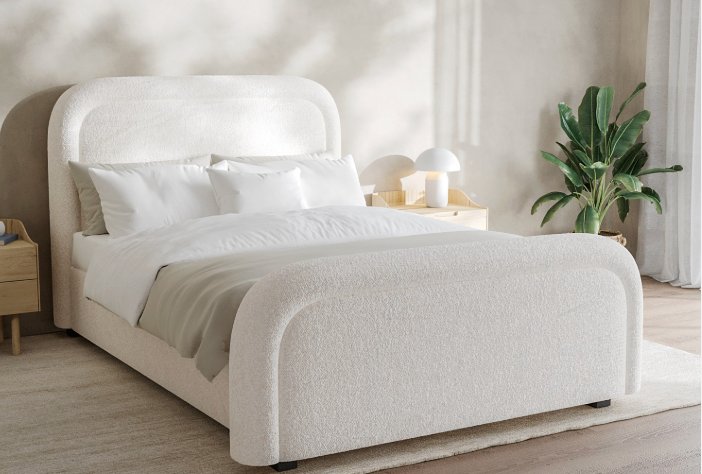 image for King Size Ottoman Boucle Cream Bed 