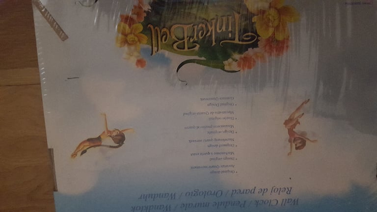 disney fairies tink tinkerbell wall clock new boxed 25cm across circular 