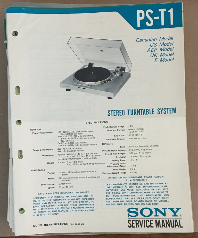 SONY PST1 STEREO TURNTABLE RECORD PLAYER JAPAN VINTAGE CIRCA 1978