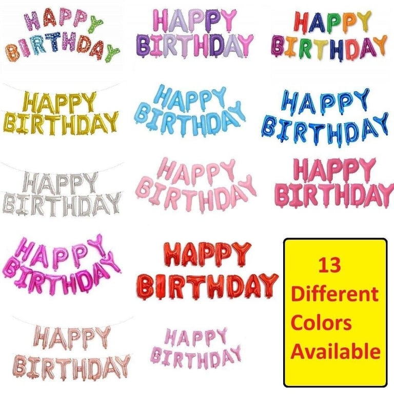 16 Inch Large Happy Birthday Balloon Self-Inflating Foil Balloons Banner Bunting Party Decorations