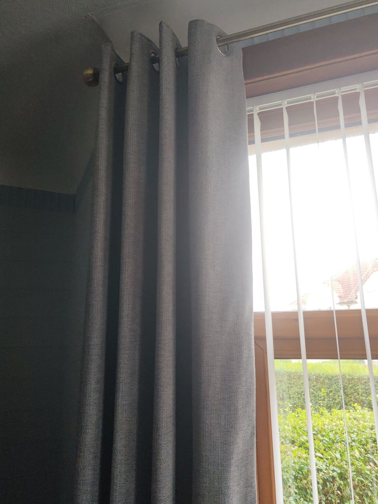 2 pairs of Grey Eyelet Curtains 