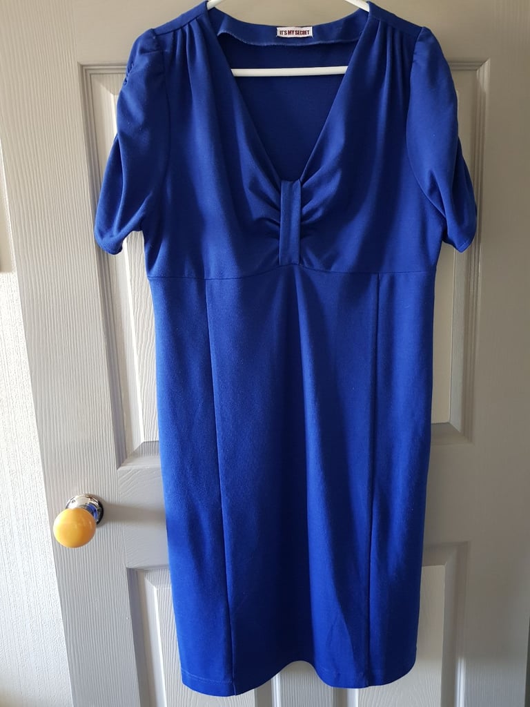 Ladies Stretch Jersey Dress. Blue. Size 14/16