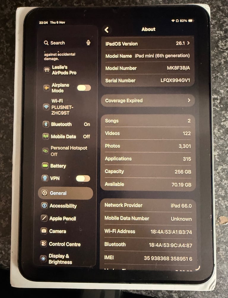 image for iPad Mini 6th Generation (256gb)