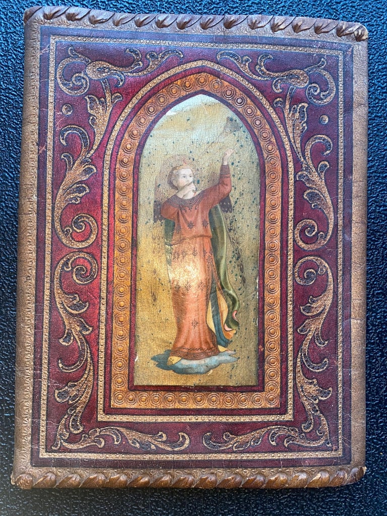 image for Antique religious book or blotter cover  with angel