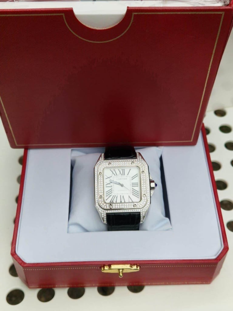 Men cartier watch super lux iced santos