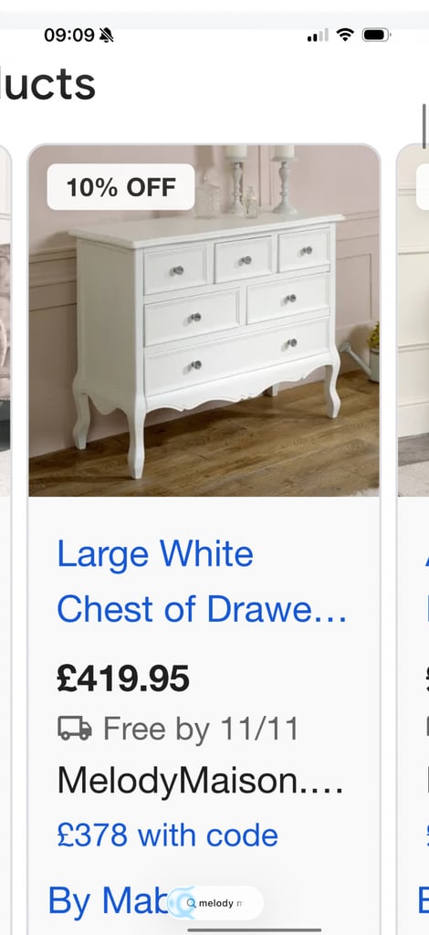 Chest of drawers white shabby chic style 