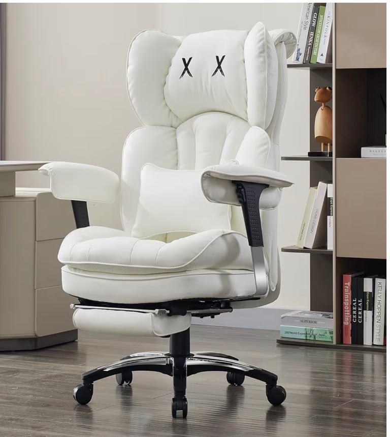 image for Efomao Ergonomic Desk Office Swivel Chair White Colour LK-3008T Model
