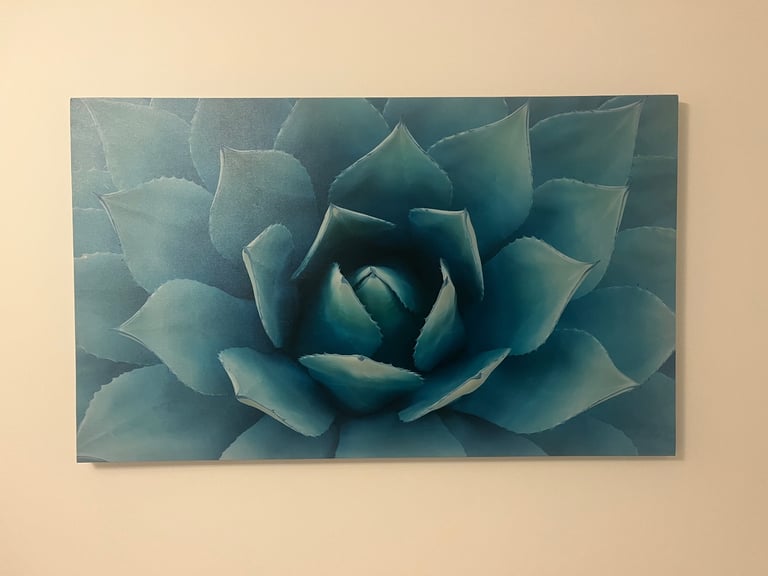 image for Teal Picture and Vase with Flowers