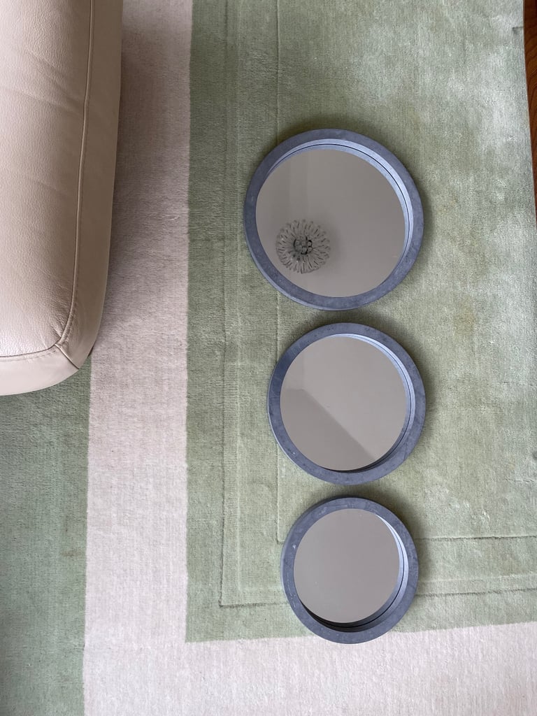 Set of 3 x Mirrors with Grey Concrete Effect Surround