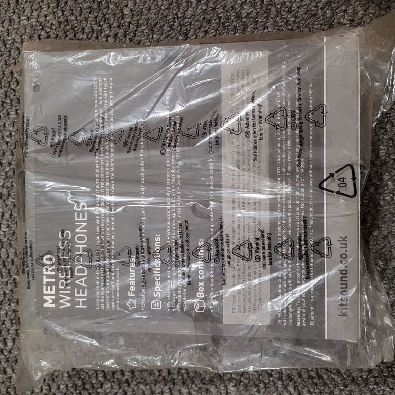 NEW SEALED Wireless Bluetooth headphones black & grey 