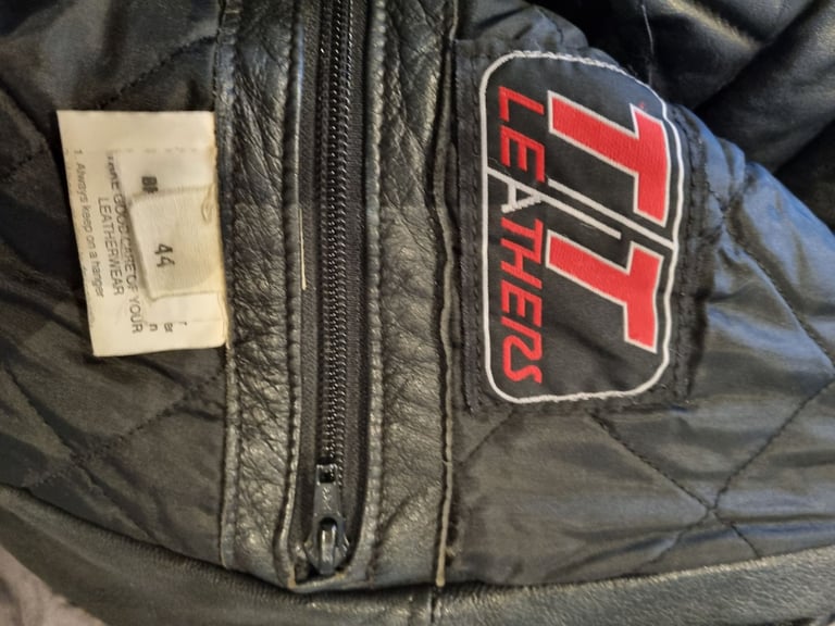 Leather biker jacket and trousers