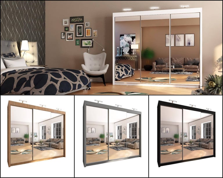 LIMITED EDITION WARDROBES WITH SLIDING MIRRORED DOORS - 1 YEAR WARRANTY