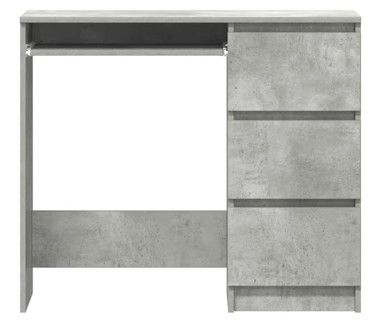Grey desk with three drawers 