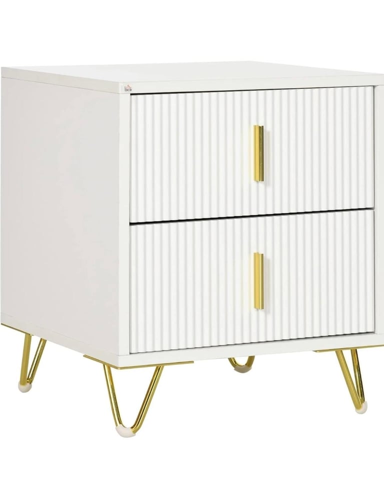 BOXED ALDEA 2 DRAWER BEDSIDE TABLE - WHITE £40