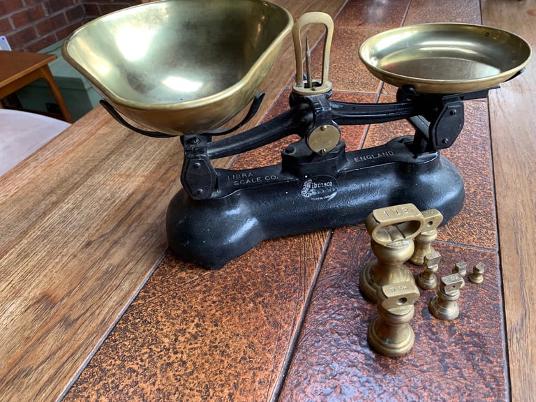 Traditional Brass and Cast Iron Kitchen Weighing Scales and Weights | in  Cupar, Fife | Gumtree