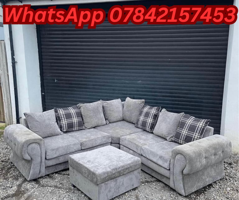 Premium Wooden U And L Shape Corner Sofa With Stool All UK Delivery