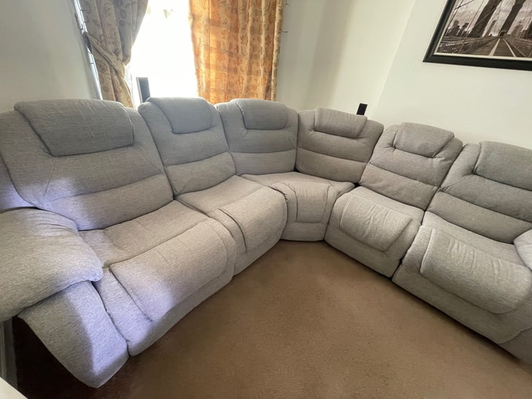 Vancouver Large Light Grey Fabric Recliner Corner Sofa Corner Sofa Recliner – Grey Fabric