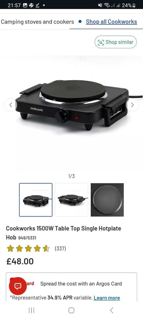 image for Table Top Single Hotplate Hob