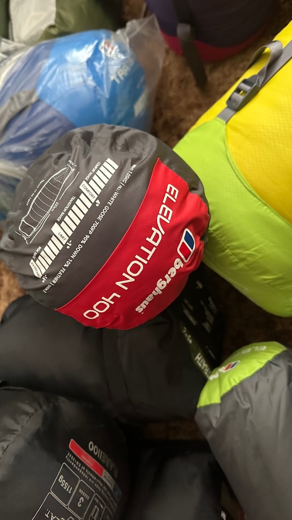 Tents, sleeping bags, rucksack, camping gear