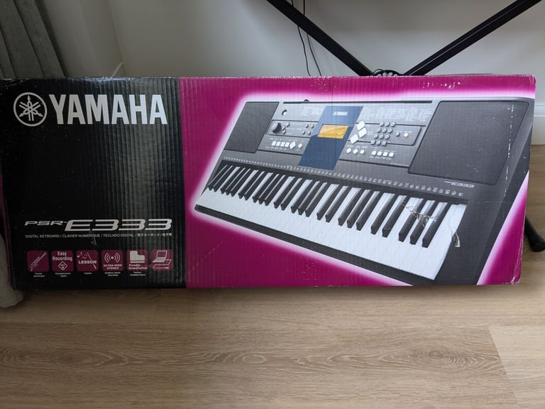 YAMAHA PSR-333 61 KEY ELECTRONIC KEYBOARD + POWER SUPPLY +STAND