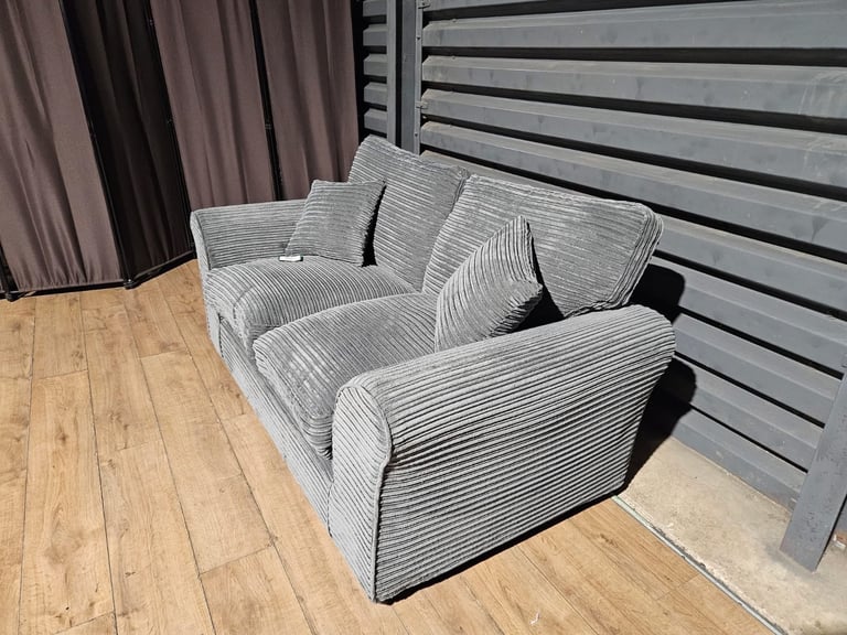 Barely Used Cord Fabric 2 Seater sofa - Grey.