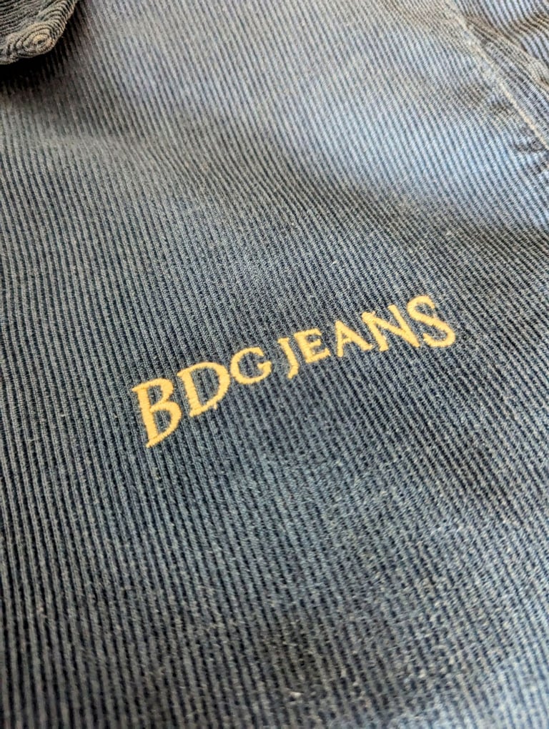BDG Cobalt Corduroy Varsity Jacket - blue and beige