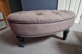 Large grey fabric footstool