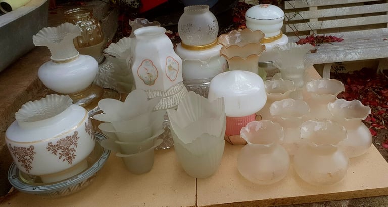 55 x Vintage Glass Lamp Shades