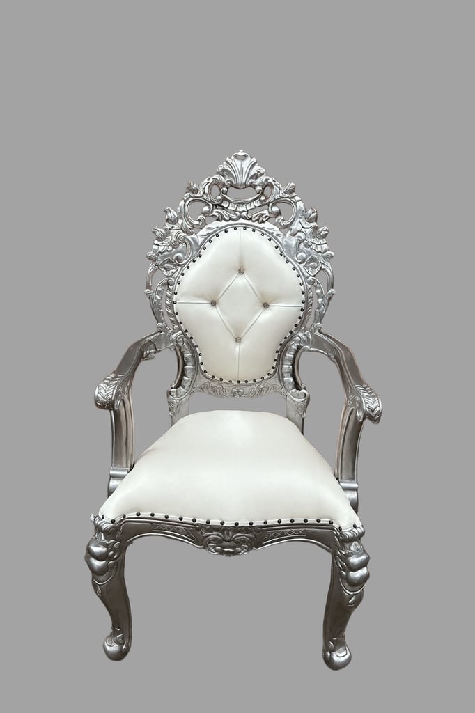 Riga Throne Chair - White Frame with White Leather - Wedding Furniture