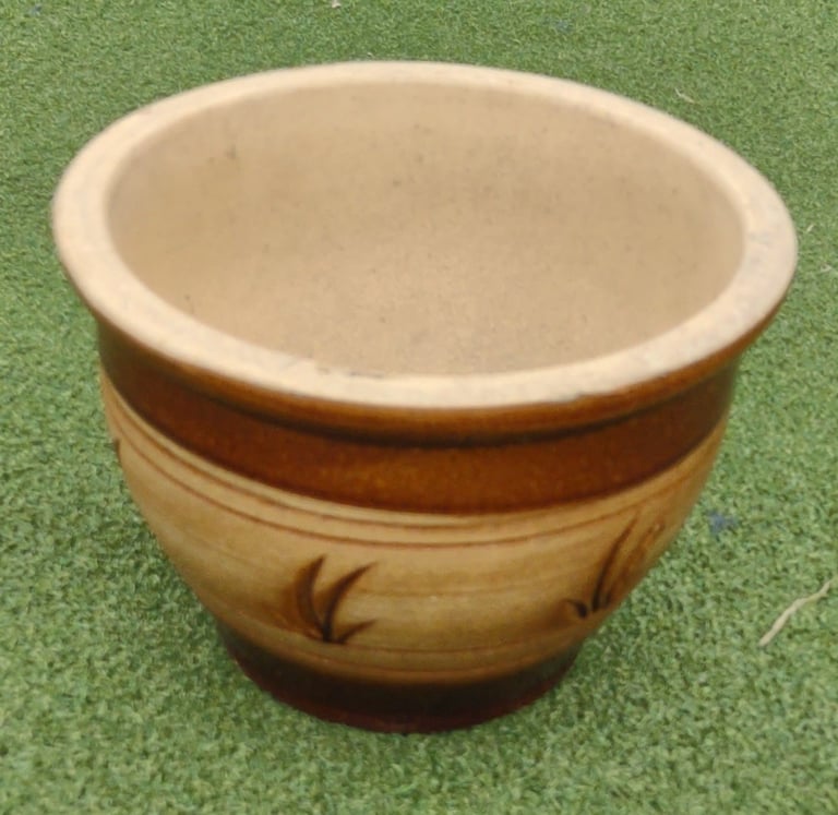 image for Beautiful two-tone brown glazed earthenware planter