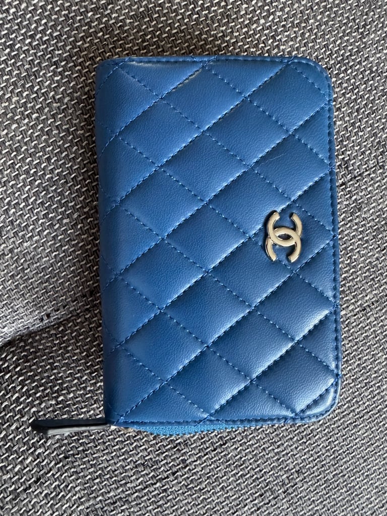 Blue Chanel wallet leather 