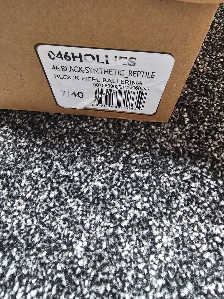 Dune London black senthetic reptile block heel size 7