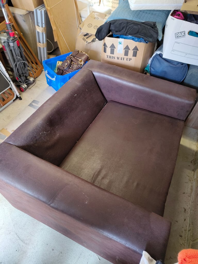 Dark Brown Faux Leather Armchair