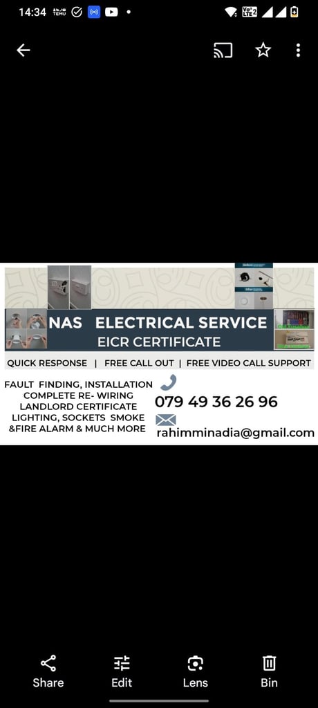 image for Qualified and experienced electrician.From £50 pounds same day service .
