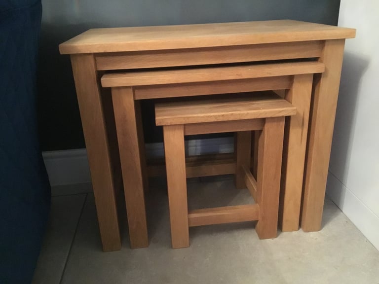 image for Solid oak nest of three tables