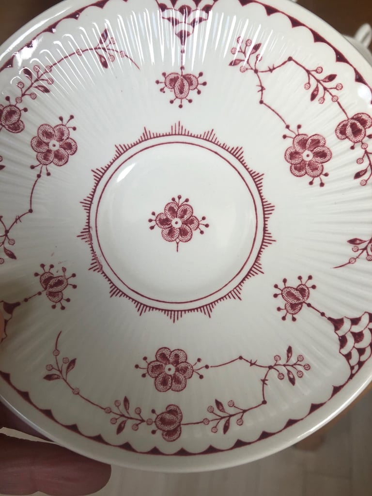 PINK DENMARK  6 CUPS AND SAUCWRS 