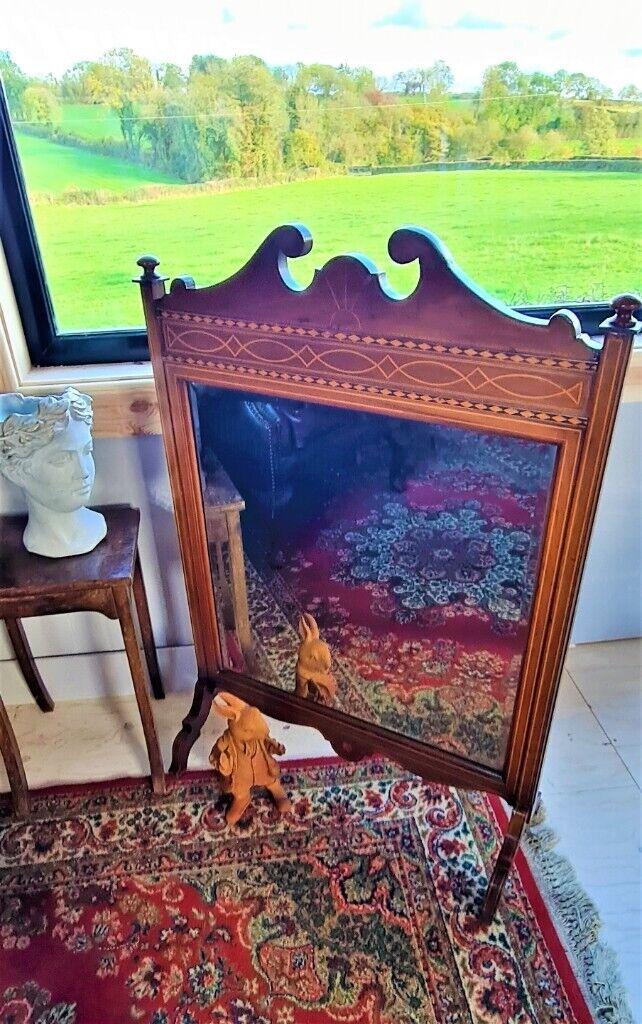 Victorian bevelled mirrored fire screen 