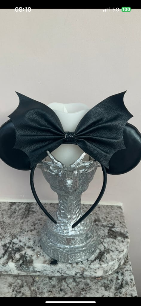 image for Disney Halloween 🎃 Black Bat Ears with Large Bow