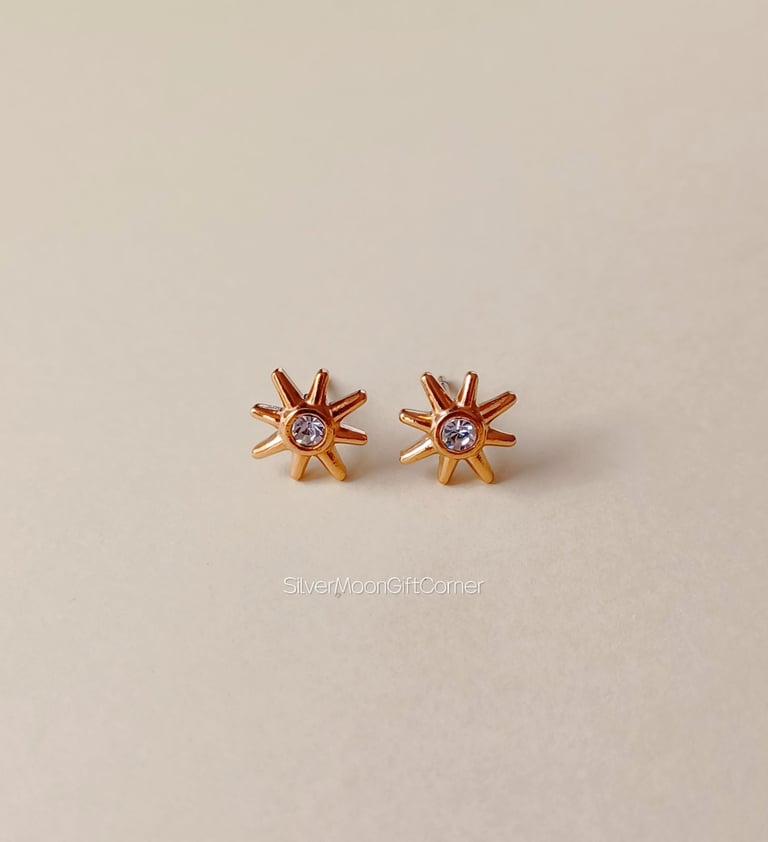  14K Gold Plated Stud Earrings Set Minimalist Dainty Earrings for Women, Girls & Mums