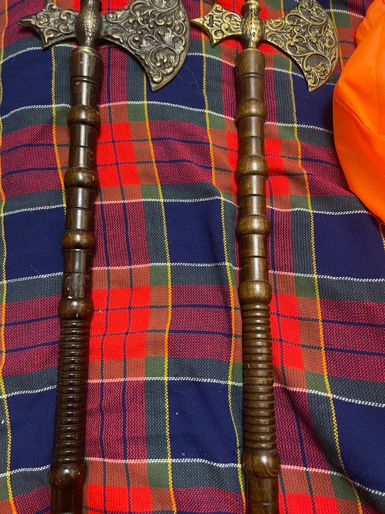 image for OrnamentalMedieval axes Brass & wood handles