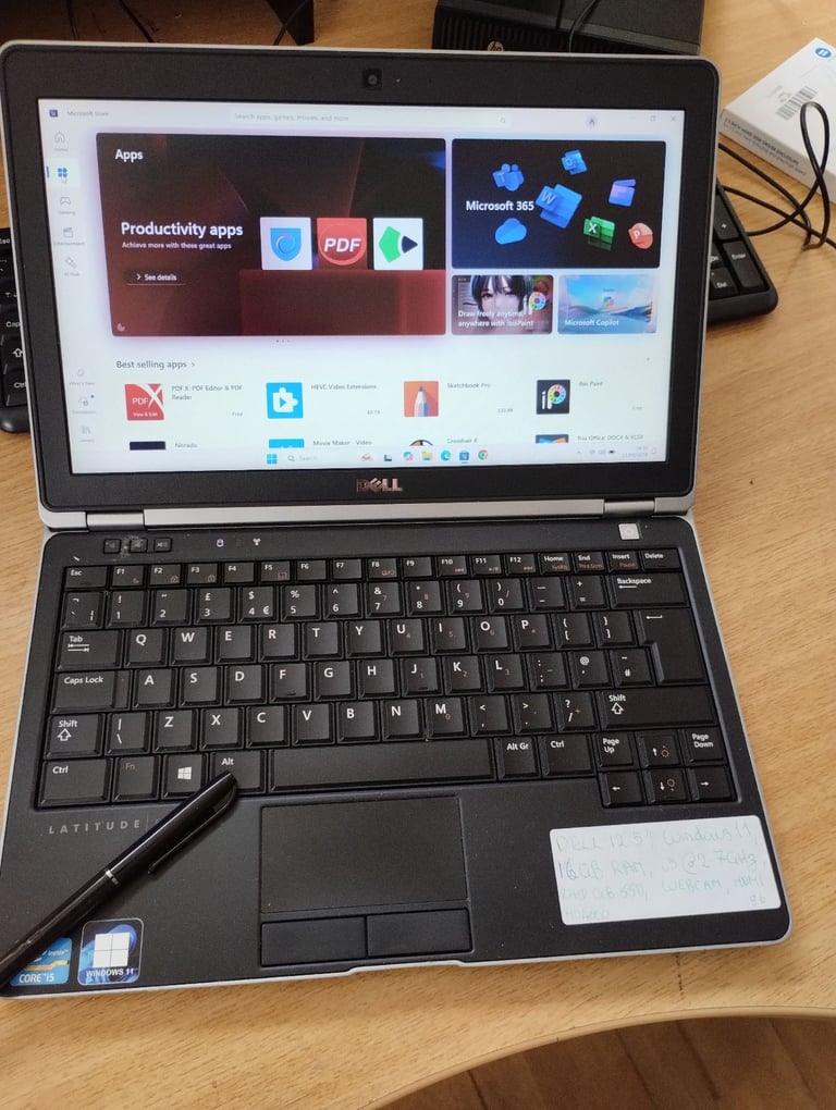Dell laptop. Windows 11. Full Microsoft Office, 16GB RAM, i5 CPU, 240GB SSD, HDMI, WebCam.