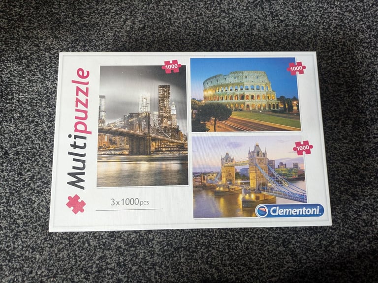 image for 3x 1000 pieces puzzles. New York, London, Rome. Very challenging.