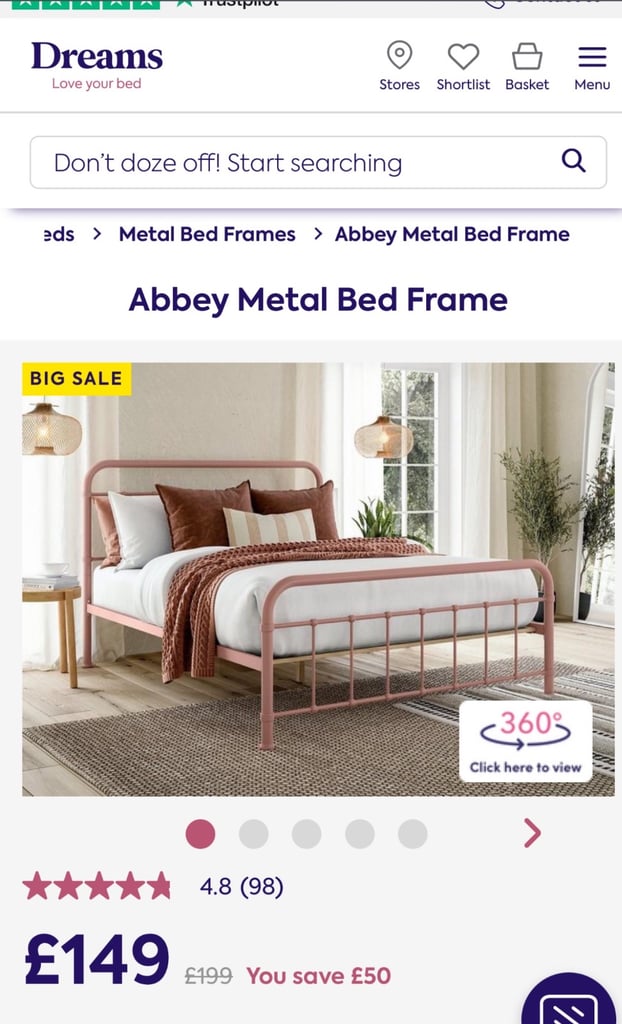image for Pink metal bed frame 